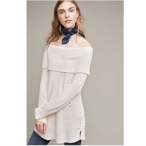 Anthropologie Moth Lucerne Off-the-Shoulder Sweater White XS